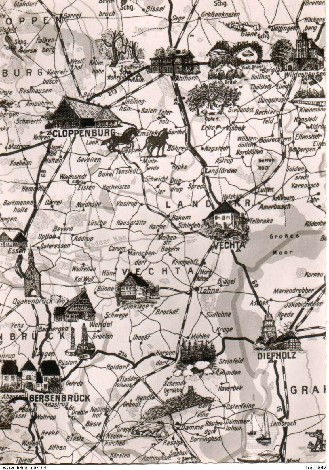 Allemagne. Carte De Cloppenburg Et Sa Région. Grand Format - Cloppenburg