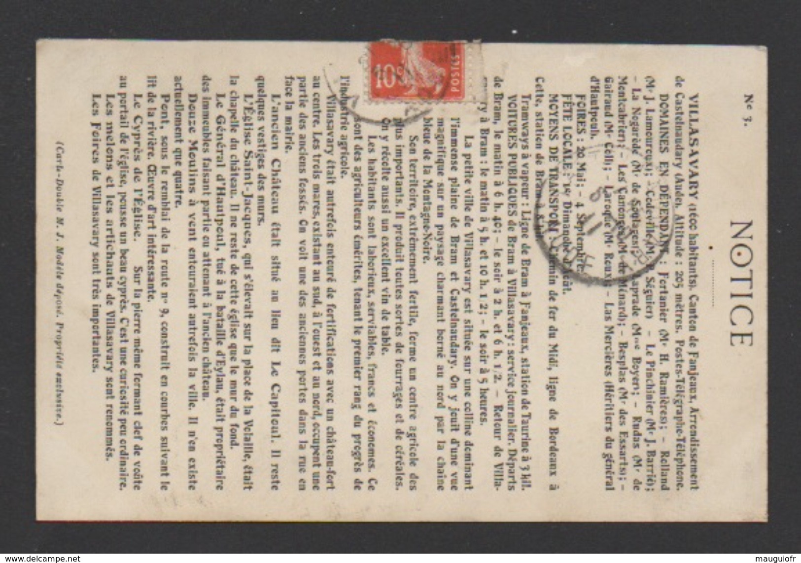 DF / 11 AUDE / VILLASAVARY / LA NEF DE L' EGLISE / AU DOS INFORMATIONS SUR LA COMMUNE / CIRCULÉE EN 1911 - Other & Unclassified