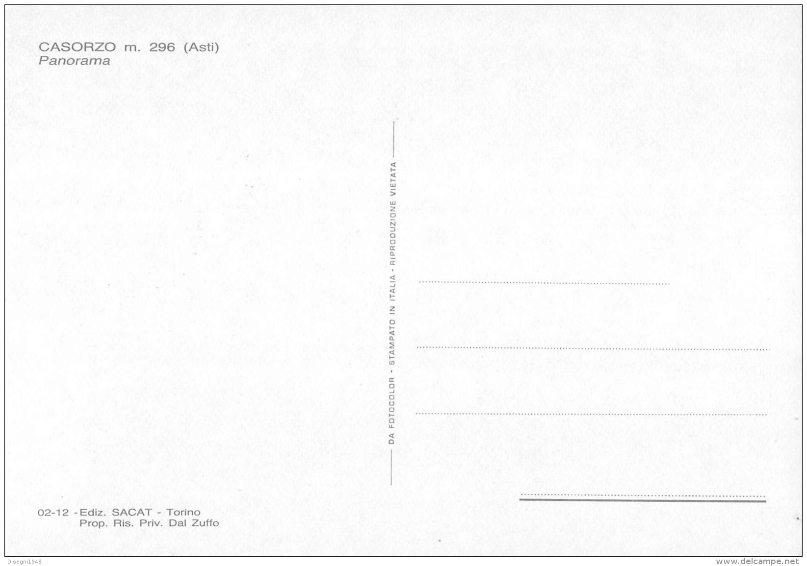 07129 "CASORZO (AT) - PANORAMA" ANIMATA. CART. ORIG. NON SPED. - Other & Unclassified