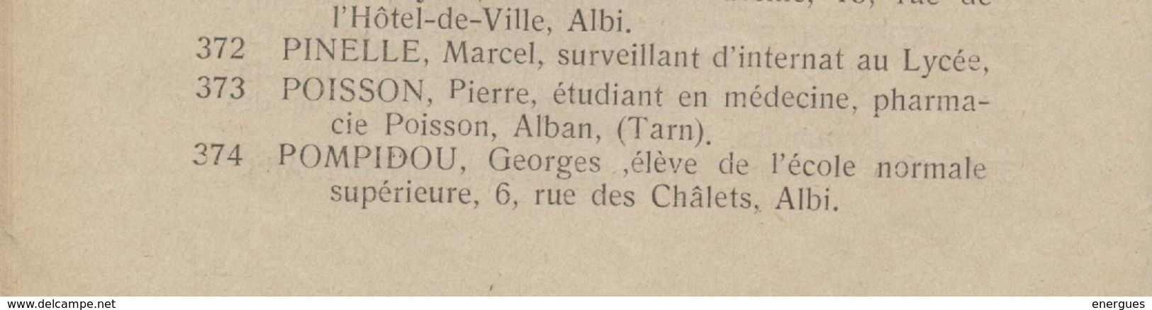 Lycée D'Albi, Bulletin, Association Amicale Anciens élèves, 1932, Liste élèves, Georges Pompidou, Fête Cinquantenaire - Midi-Pyrénées