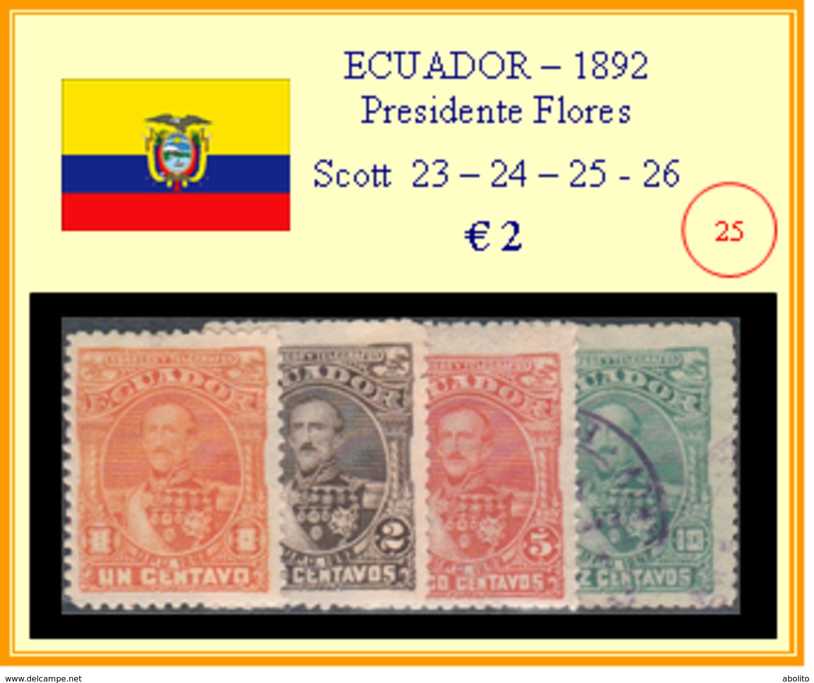 ECUADOR  1892 - PRESIDENTE FLORES - Ecuador