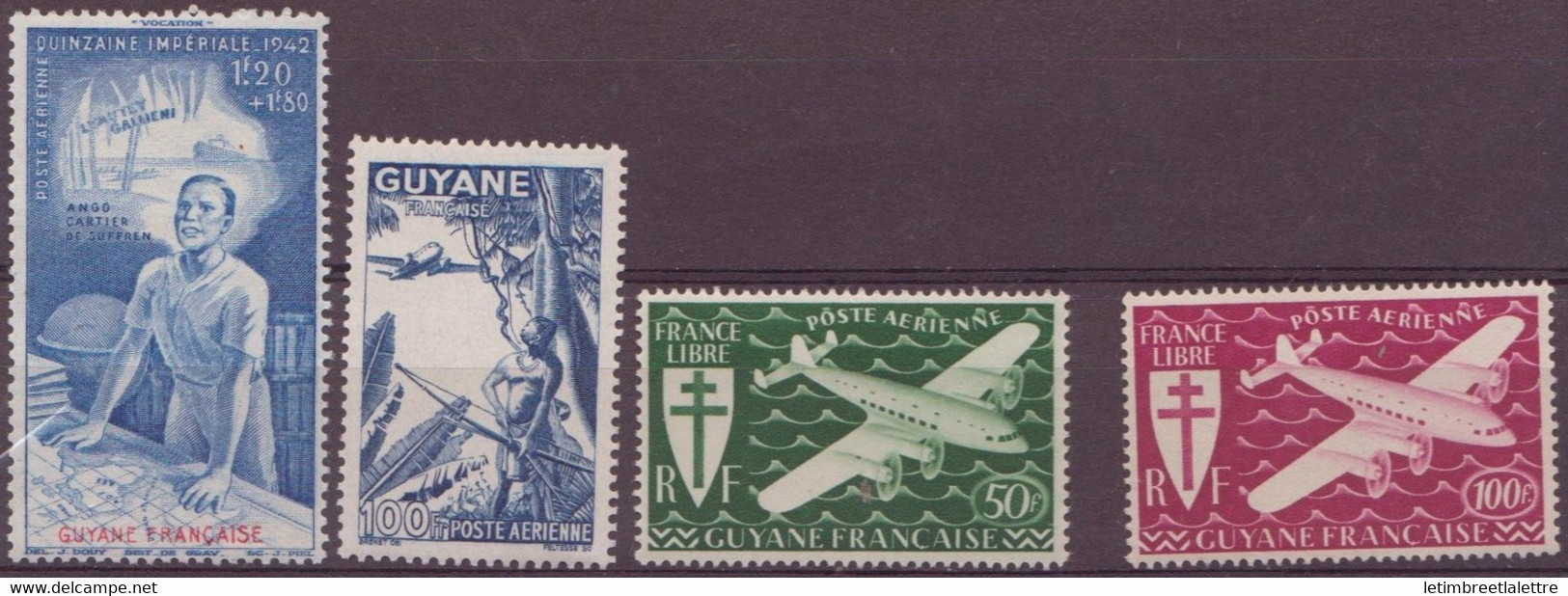 ⭐ Guyane - Poste Aérienne - YT N° 24 à 27 ** - Neuf Sans Charnière - 1944 / 1945 ⭐ - Neufs