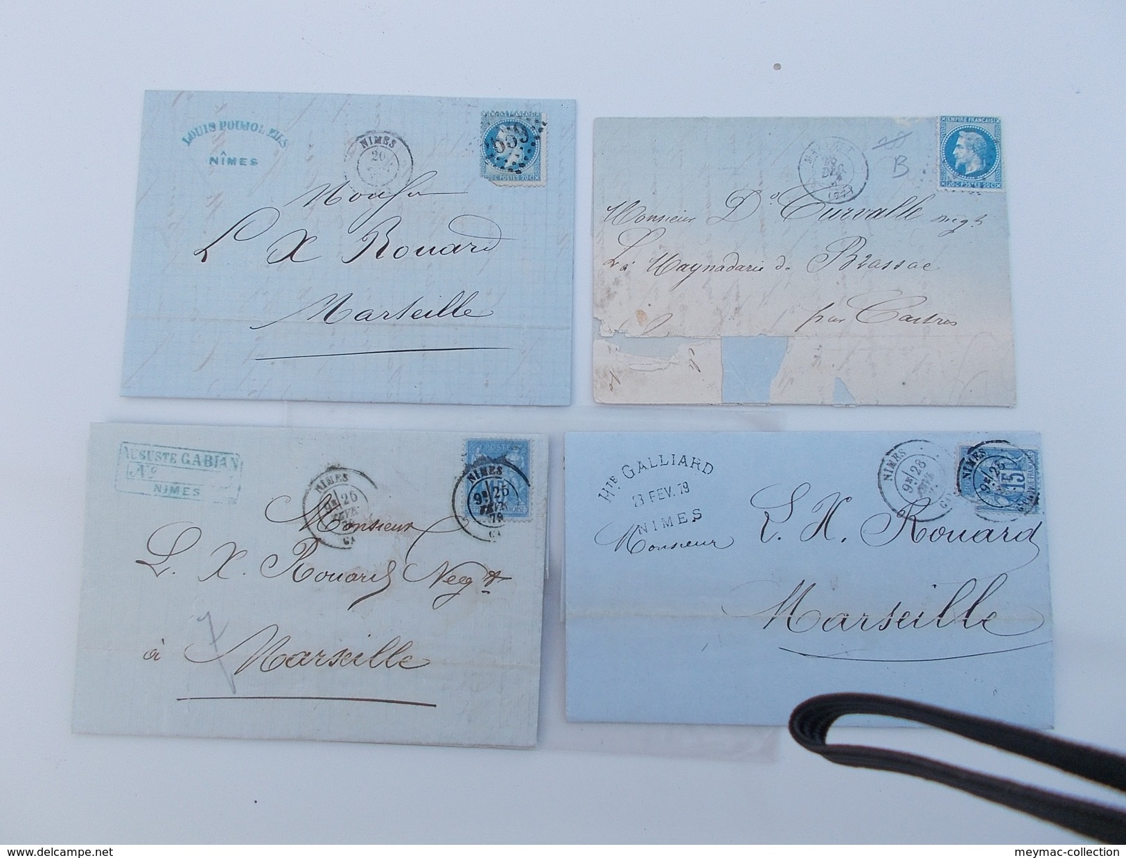 BON LOT PAPIERS SAVONNERIE LX ROUARD MARSEILLE FIN XIXe Lettres Tp Sage 1877 Nimes  Montauban Contrefaçon Savon L'ancre - Drogerie & Parfümerie