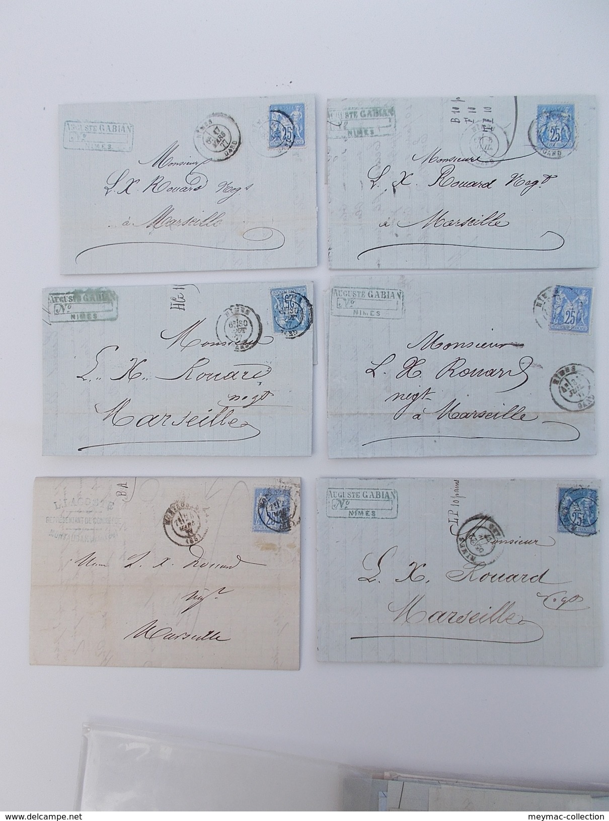 BON LOT PAPIERS SAVONNERIE LX ROUARD MARSEILLE FIN XIXe Lettres Tp Sage 1877 Nimes  Montauban Contrefaçon Savon L'ancre - Droguerie & Parfumerie