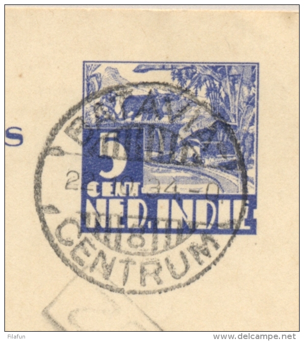 Nederlands Indië - 1934 - 5 Cent Briefkaart Karbouwen Lokaal LB BATAVIA CENTRUM/8 - Nederlands-Indië