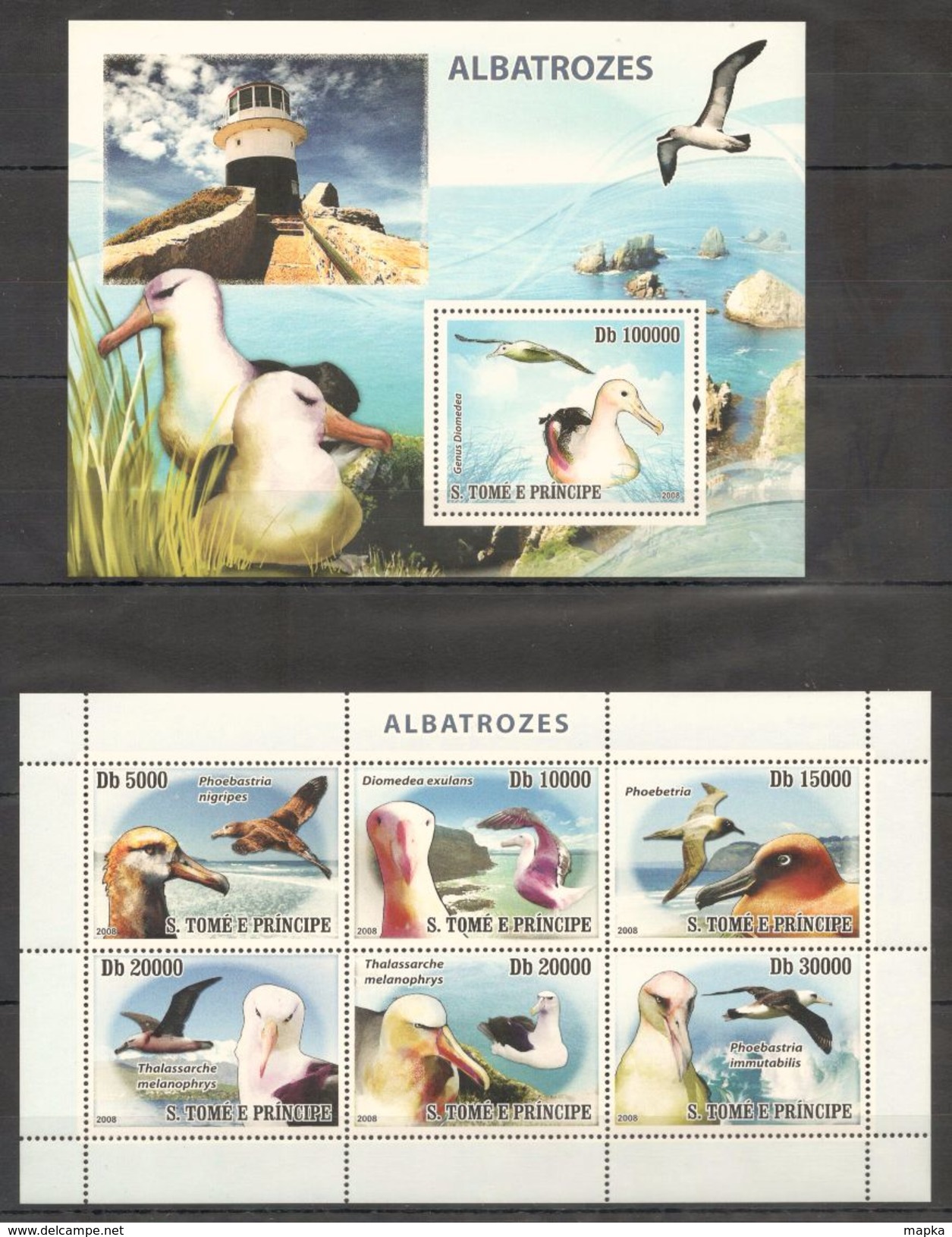 N337 2008 S.TOME E PRINCIPE FAUNA BIRDS ALBATROZES 1KB+1BL MNH - Sonstige & Ohne Zuordnung