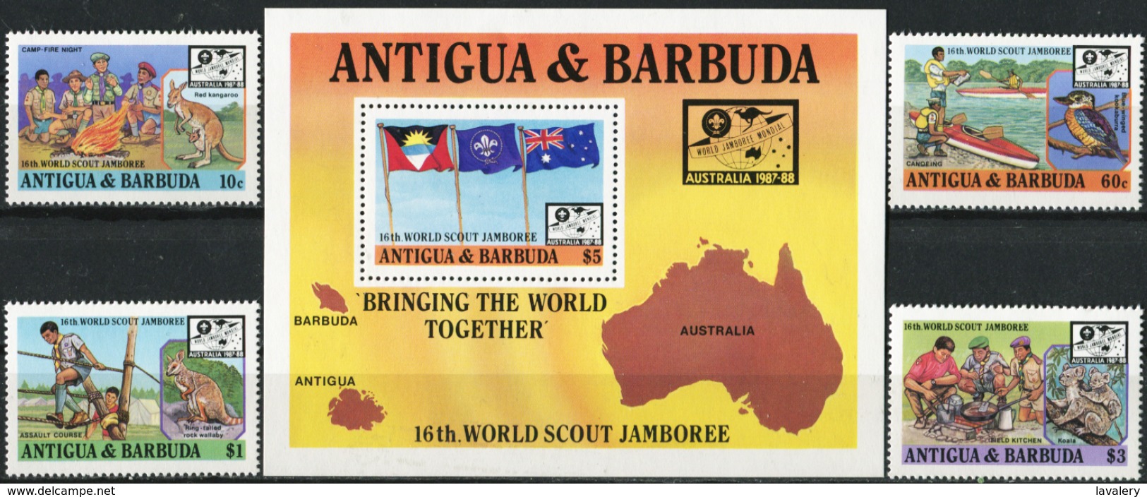 ANTIGUA AND BARBUDA 1987 16th World Scout Jamboree Bringing The World Together Boy Scouts Bird Birds Animals Fauna MNH - Other & Unclassified
