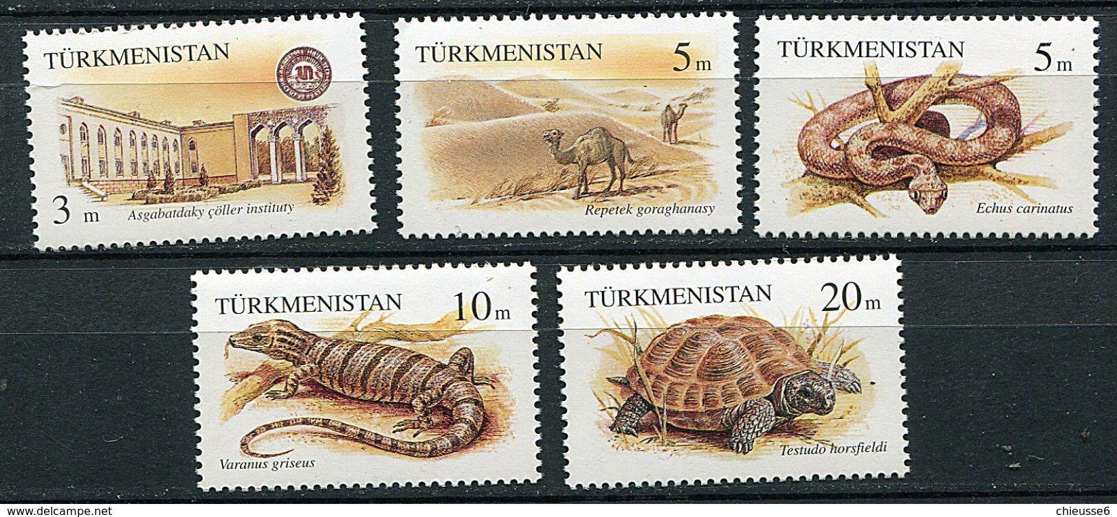 Turkmenistan ** N° 50 à 54 - Parc Naturel De Repetek (dromadaire, Serpent, Varan, Tortue) - - Turkménistan