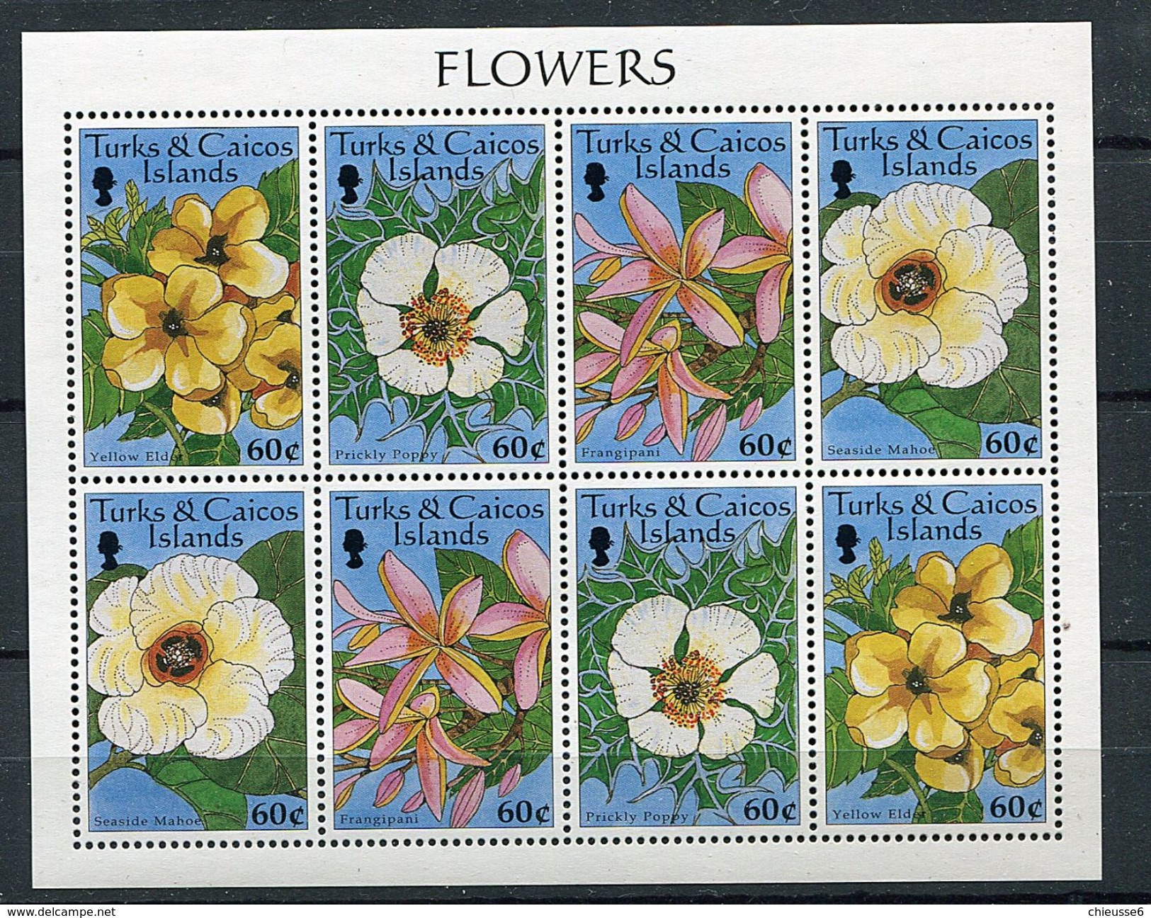 Turks Et Caiques ** N° 1247 à 1250 En Petite Feuille De 2 Séries - Fleurs - - Turkmenistán