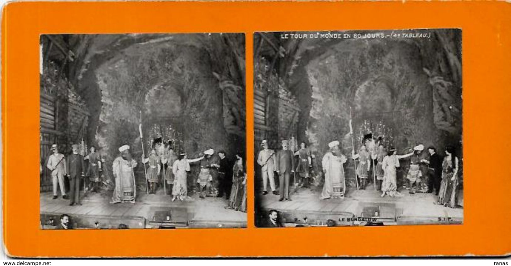 Photo Ancienne Stéréo 9 X 17,7 Jules VERNE Le Tour Du Monde En 80 Jours - Stereo-Photographie