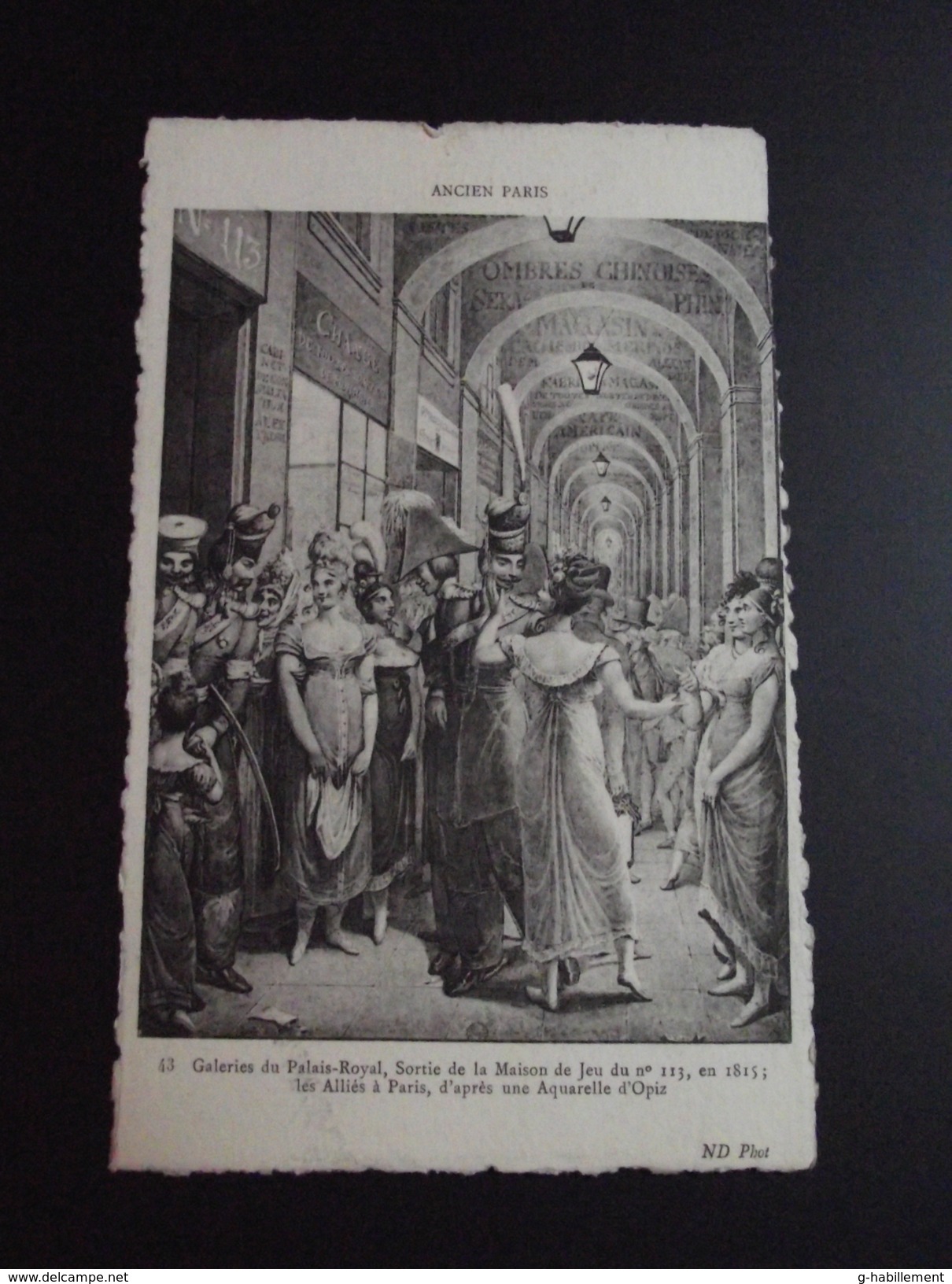 CPA 75 SERIE ANCIEN PARIS  43 - Galerie Du Palais Royal, Sortie De La Maison De Jeu Du N° 113 En 1815 ND PHOTO - Lotti, Serie, Collezioni