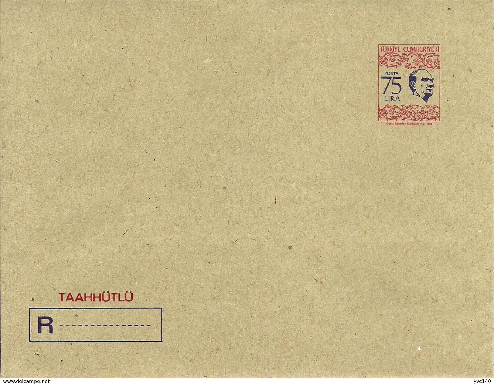 Turkey; 1983 Postal Stationery For Registered Mail - Entiers Postaux