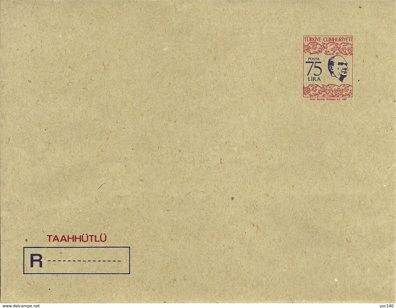 Turkey; 1983 Postal Stationery For Registered Mail - Ganzsachen