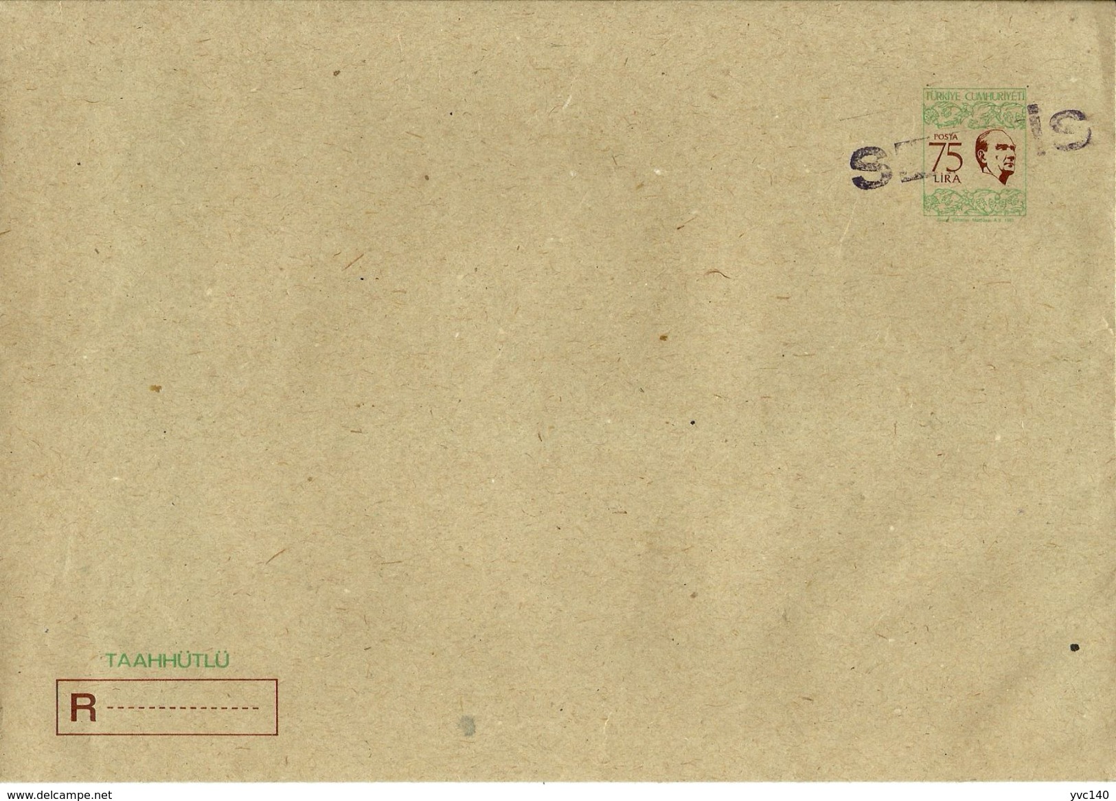 Turkey; 1983 Postal Stationery For Registered Mail (Large Envelope) "Service" Surcharged ! - Interi Postali