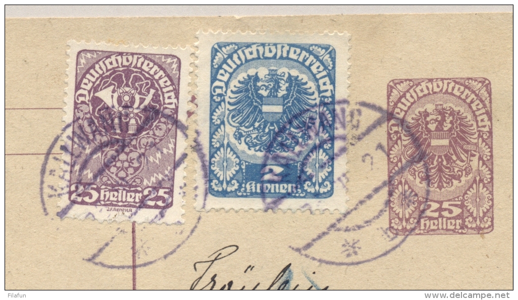 Schweiz - 1921 - 10 Cent Portomarke On Taxed Postcard From Kallwang / Österreich - Strafportzegels