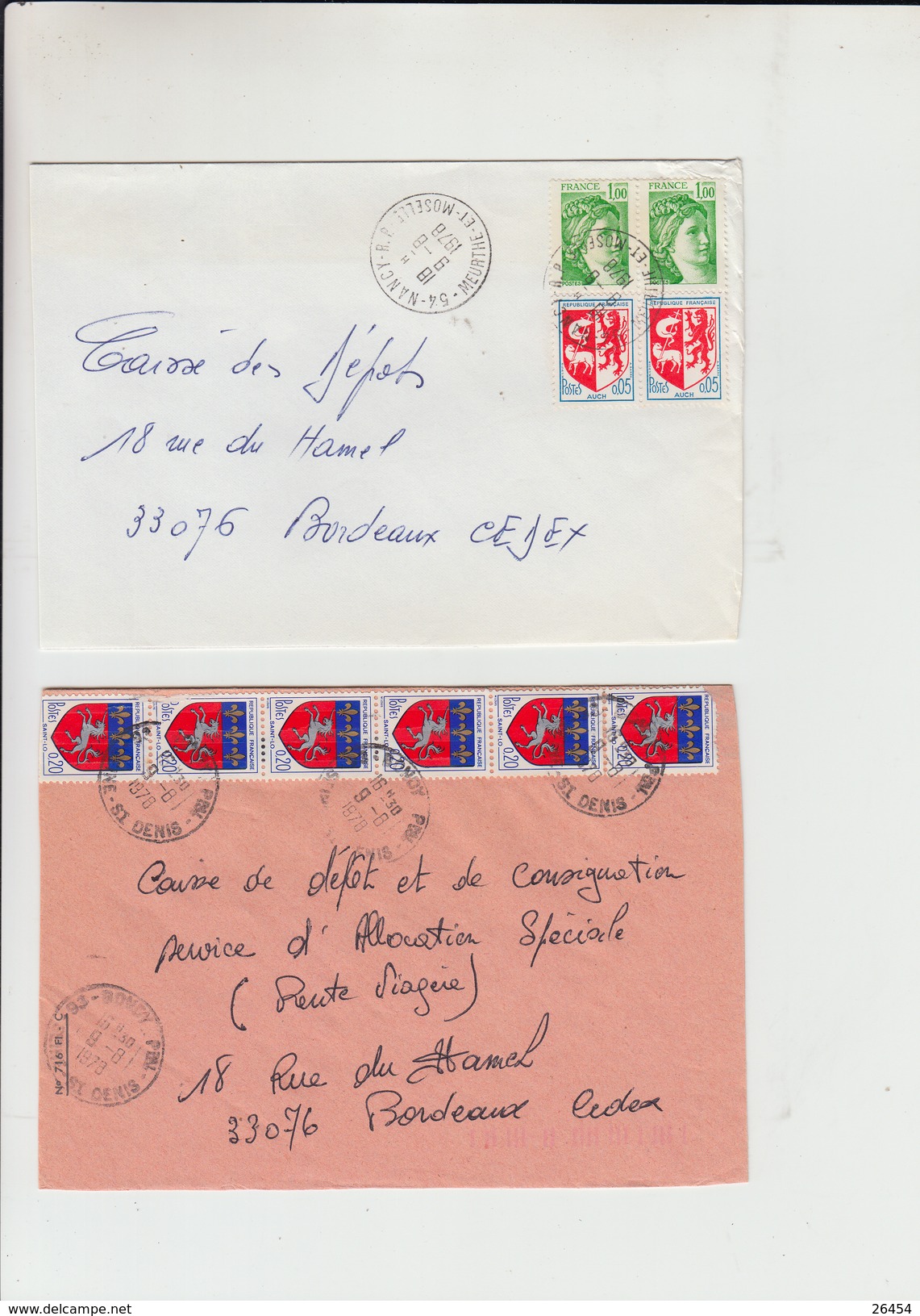 Lot De 11 Lettres  De 1978 Et 1979 Pour BORDEAUX Affranchies Avec 3-4-5-6-10 Timbres PAIRES-TRIPLES-BLOCS.... - Lettres & Documents