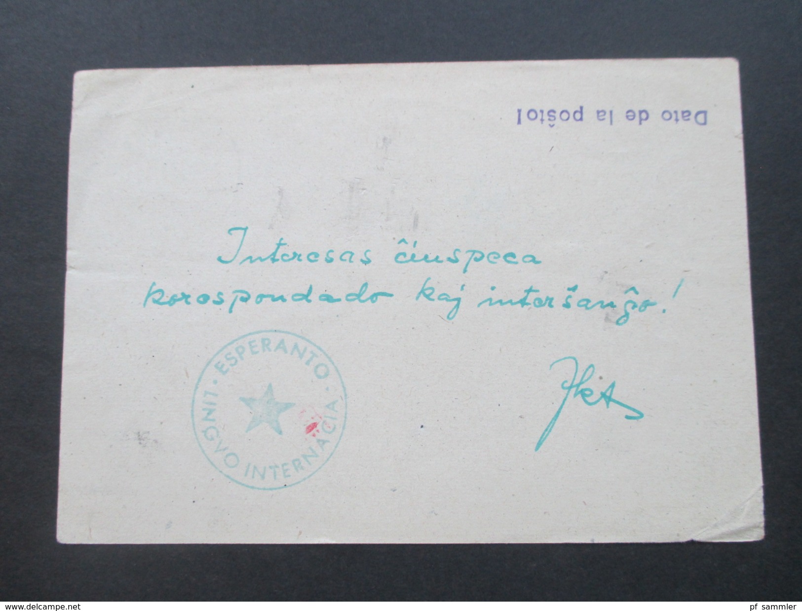 All. Besetzung 1948 Ganzsache Nach Delft / Niederlande. Esperanto Lingvo Internacia. Stern. Del. De UEA, SATano - Esperánto