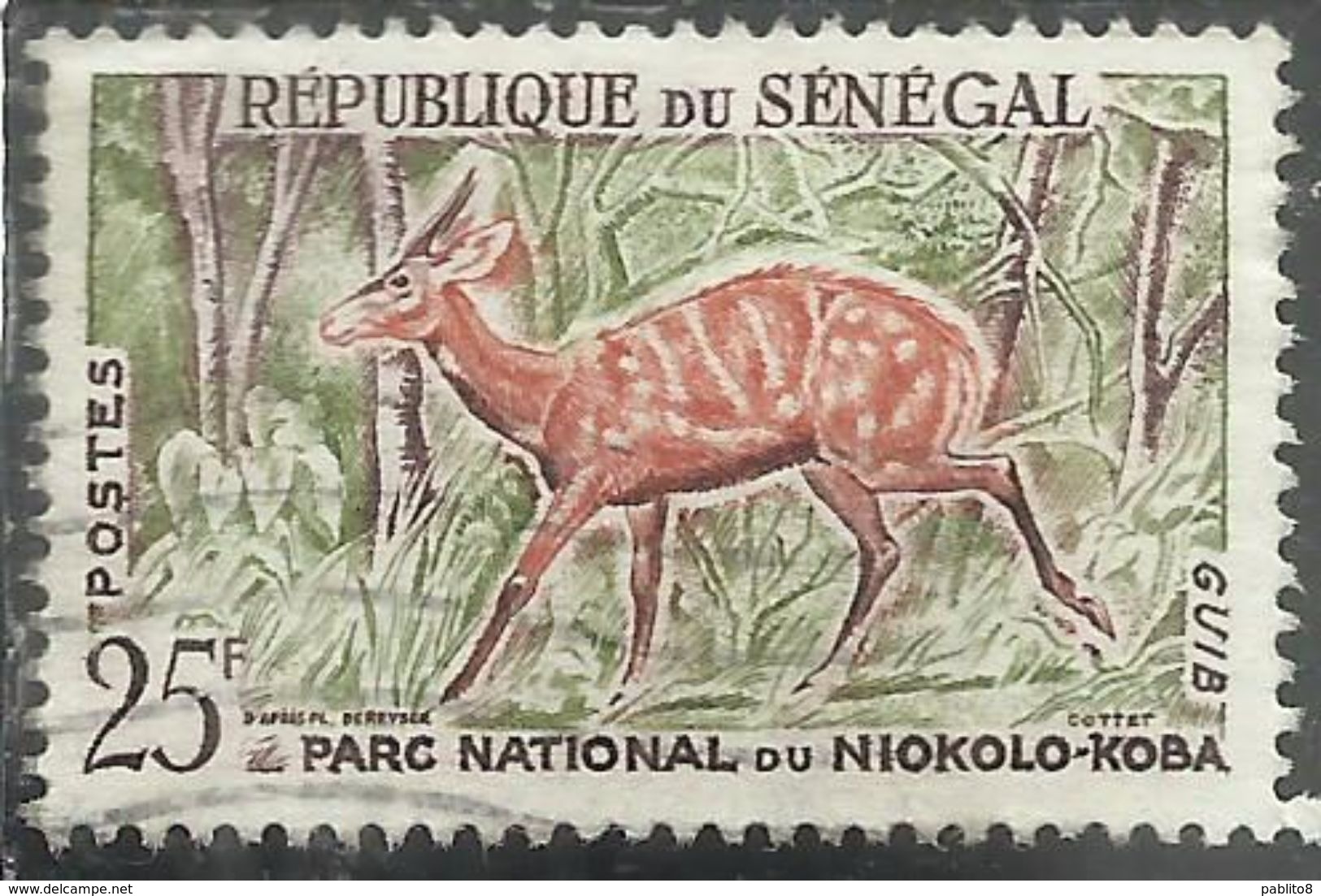 SENEGAL 1960 FAUNA Bushbuck 25f USATO USED OBLITERE' - Senegal (1960-...)