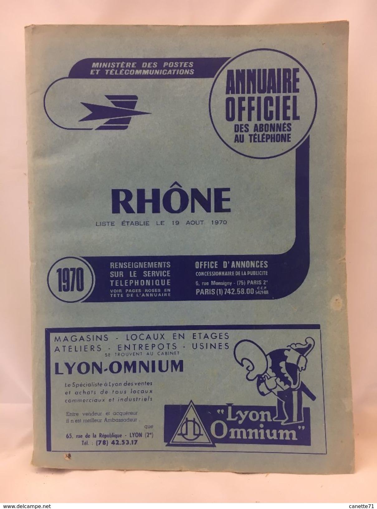 Annuaire Téléphonique Officiel Des Abonnés Au Téléphone - Rhône - 1970 - Annuaires Téléphoniques