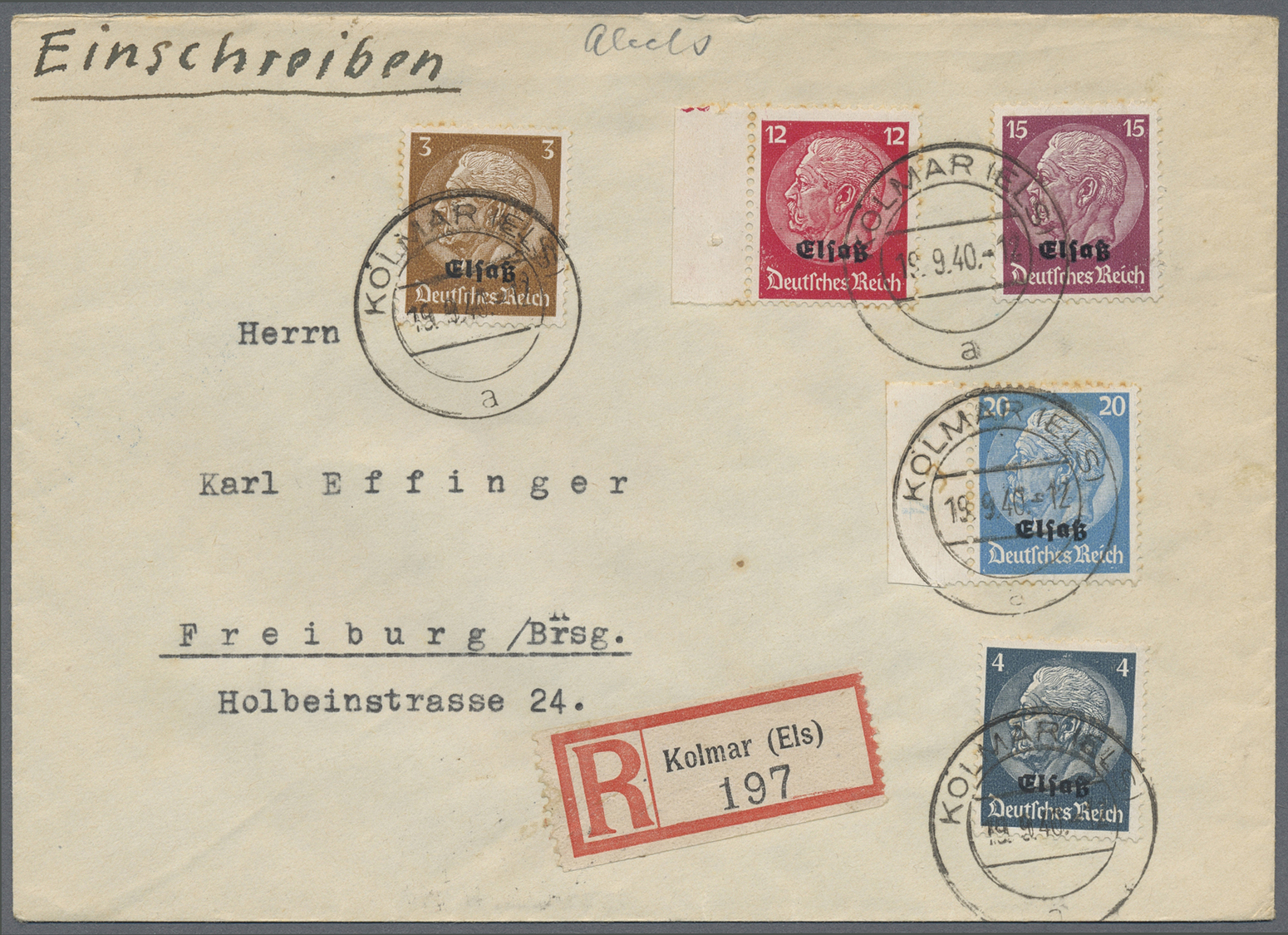 Br/Brfst/GA Dt. Besetzung II WK - Elsass: 1940/1943 (ca.), Bestand Von Ca. 370 Briefen, Ganzsachen Bzw. Briefvor - Occupation 1938-45