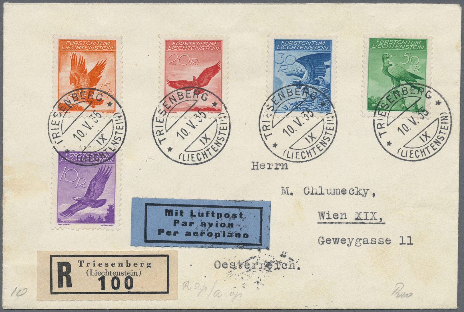 Br/GA Liechtenstein: 1929/1960 (ca.), Bestand Von Ca. 35 Briefen Und Ganzsachen Mit Etlichen Inter. Und Be - Brieven En Documenten