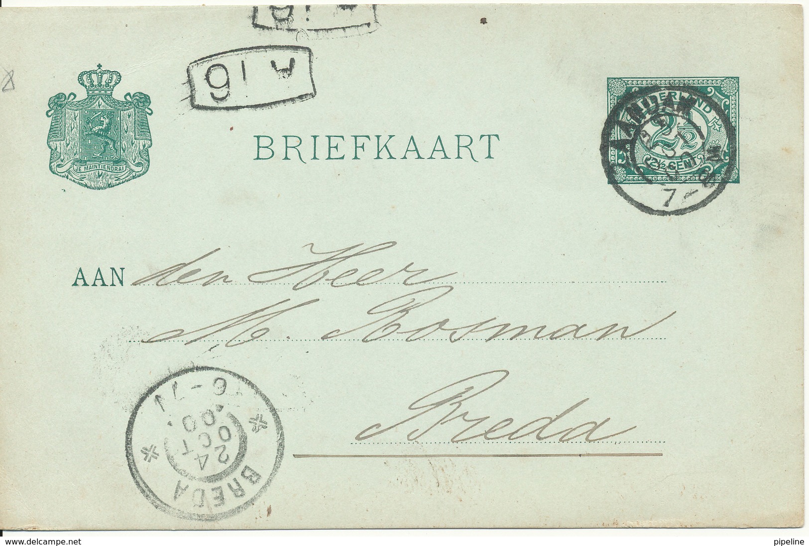 Netherlands Postal Stationery Postcard Zaandam 23-10-1900 Sent To Breda - Material Postal