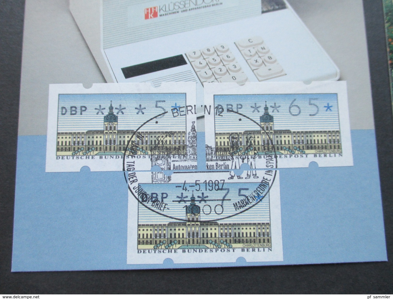 Berlin MK Automatenmarken 1987 Sonderstempel Klüssendorf ATM Maschine. Fidacos Maximumkarten - Sonstige & Ohne Zuordnung