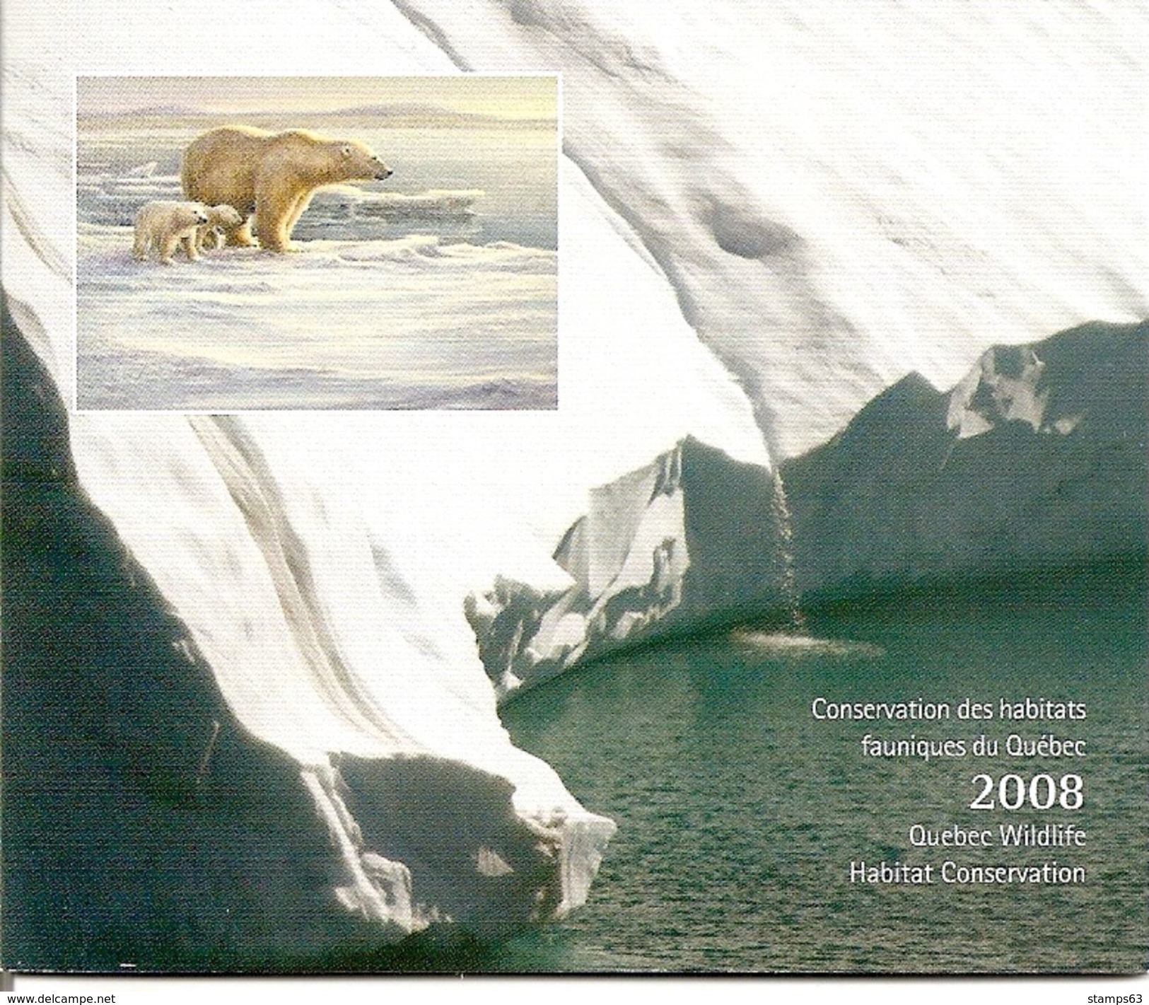 CANADA, 2008, Booklet Q20, Wildlife De Quebec Habitat Conservation Stamp, Polar Bears - Ganze Markenheftchen