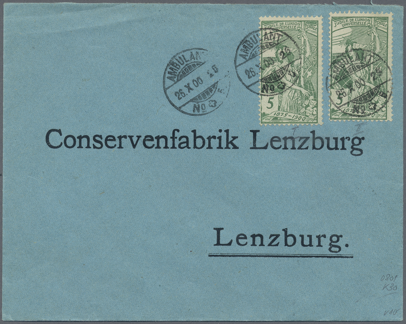 Br/GA Schweiz: 1900, UPU-Ausgabe 5 C. grün und 10 C. rot Bestand von ca. 290 Briefen, ca. 40 Ansichtskarte