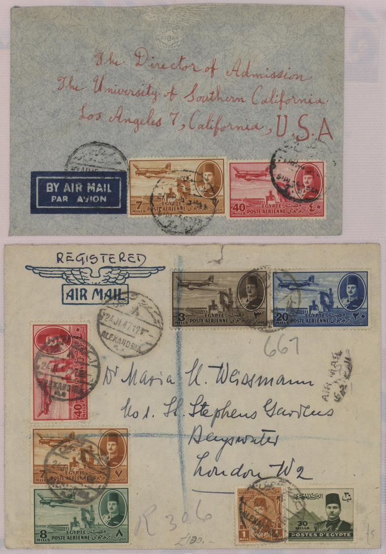 Br/GA Ägypten: 1910-1950's: Collection Of 55 Airmail Covers Including Highlights As The Rare "HELIOPOLIS/A - 1915-1921 Brits Protectoraat