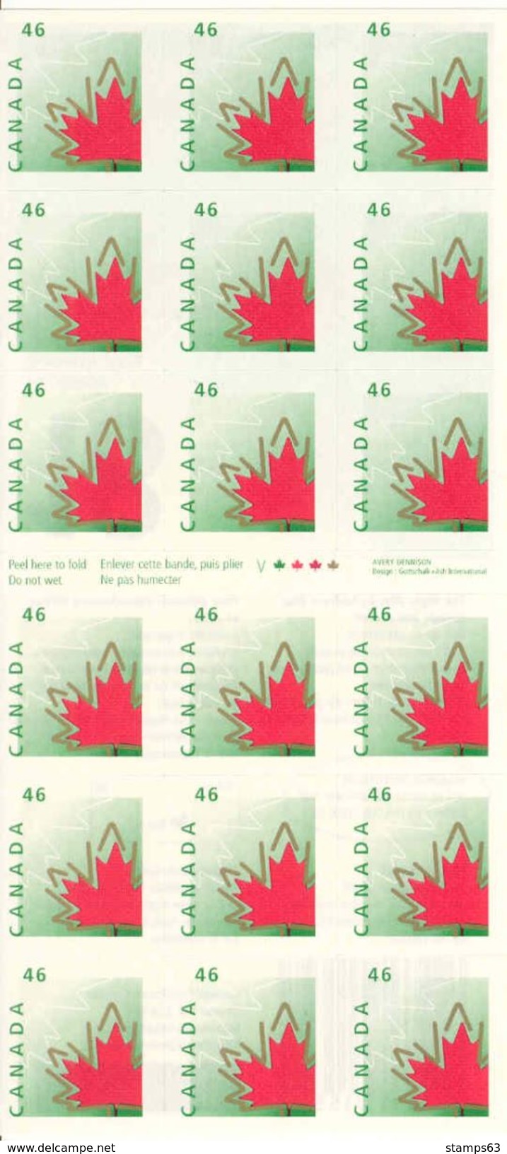 CANADA, 1999, ATM Self-adhesives, Test, 18x46c - Stamped Labels (ATM) - Stic'n'Tic