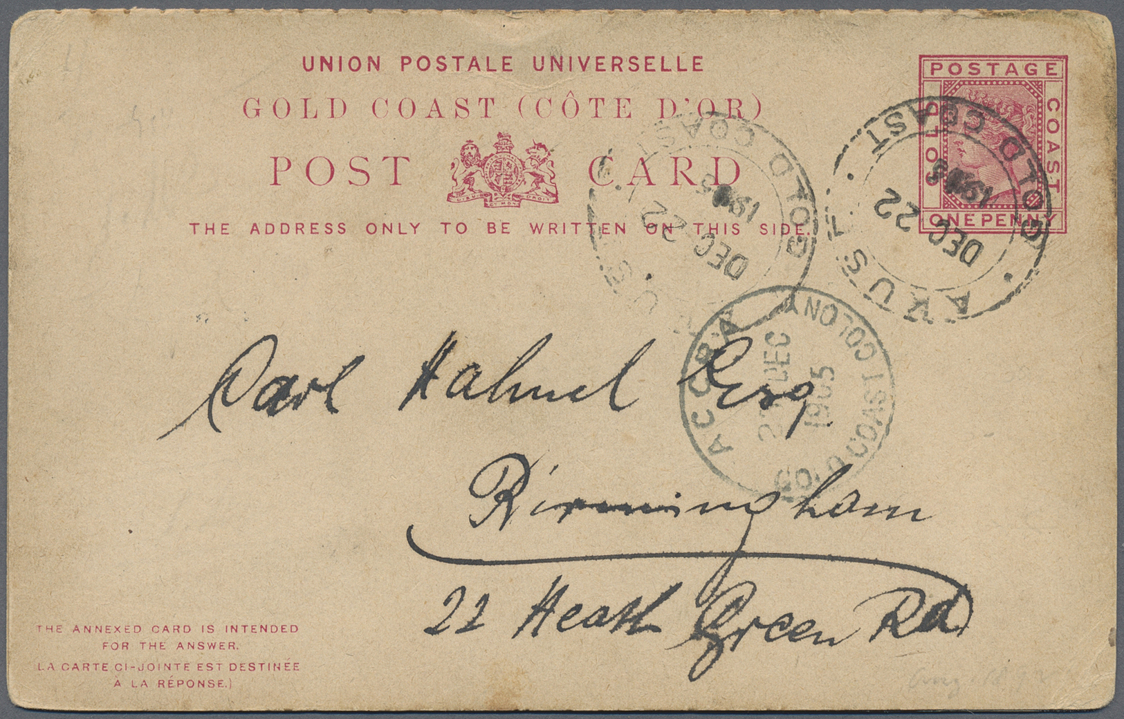 Br Goldküste: 1894/1952: 36 interesting envelopes, picture postcards and postal stationeries including