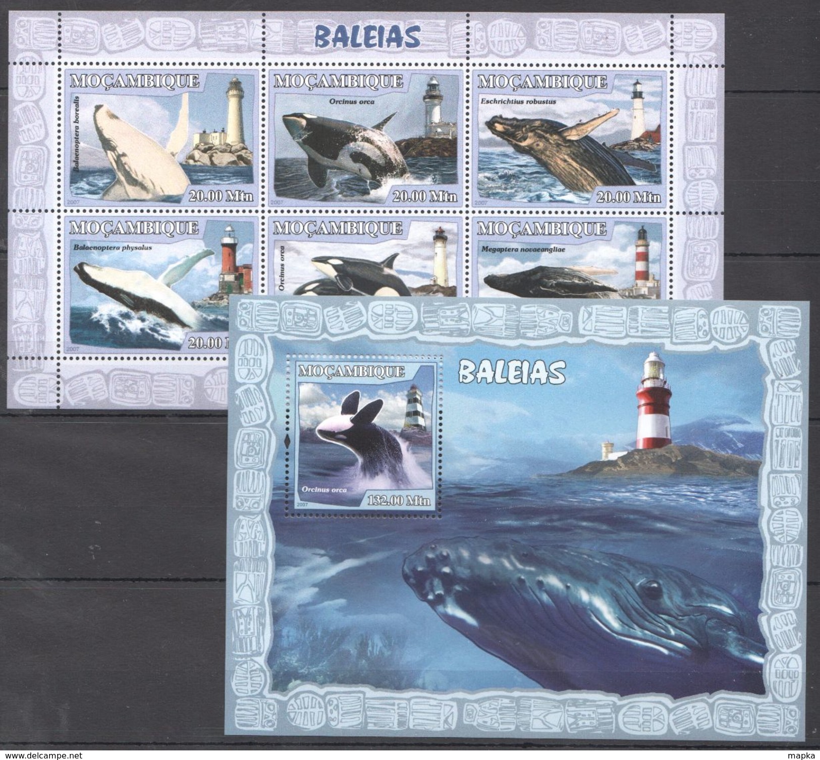 N392 2007 MOCAMBIQUE FAUNA MARINE LIFE WHALES BALEIAS KB+BL MNH - Wale