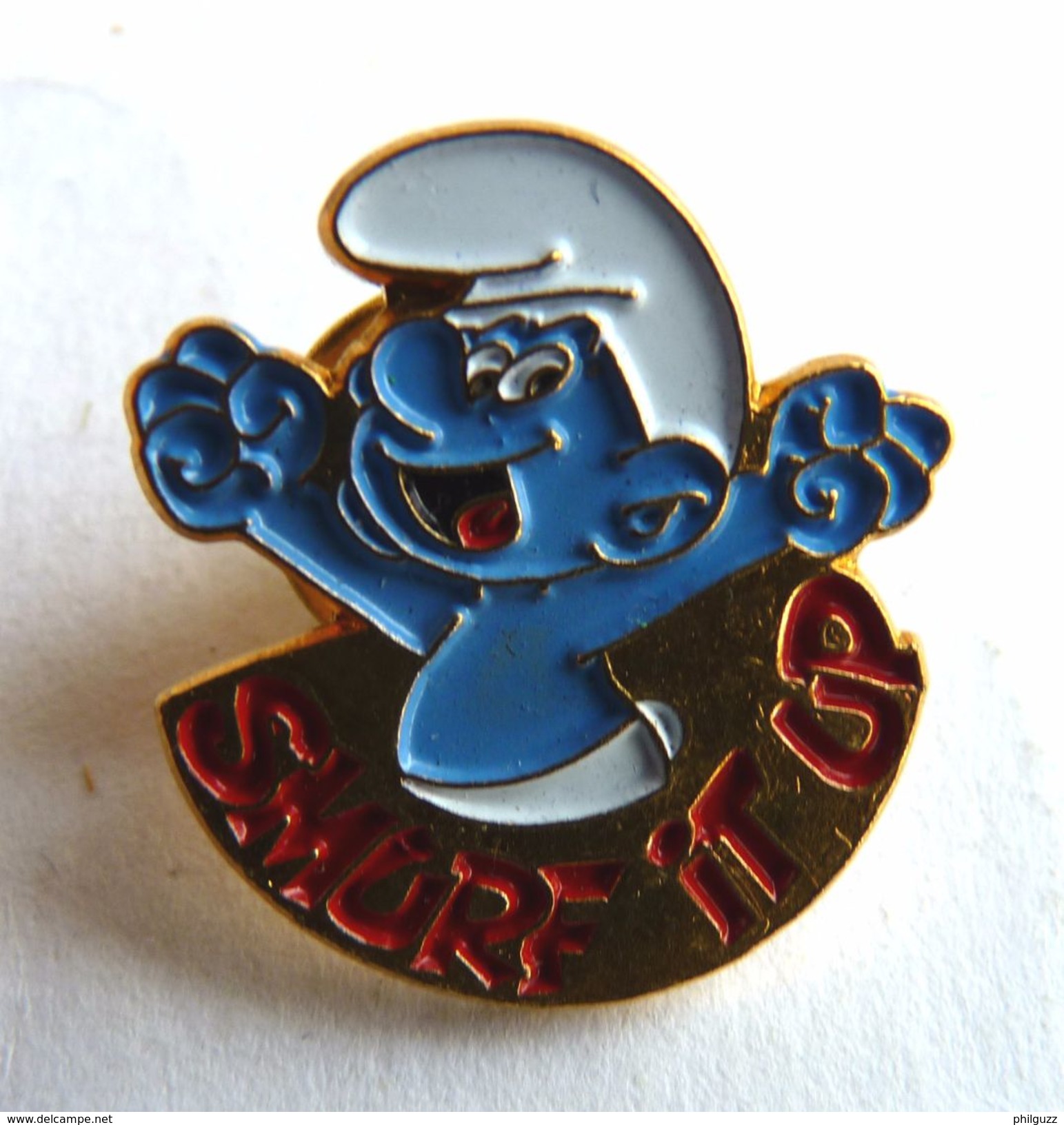 PIN'S MARQUE INCONNUE SCHTROUMPF SMURF IT UP PEYO 1991 - Pin's