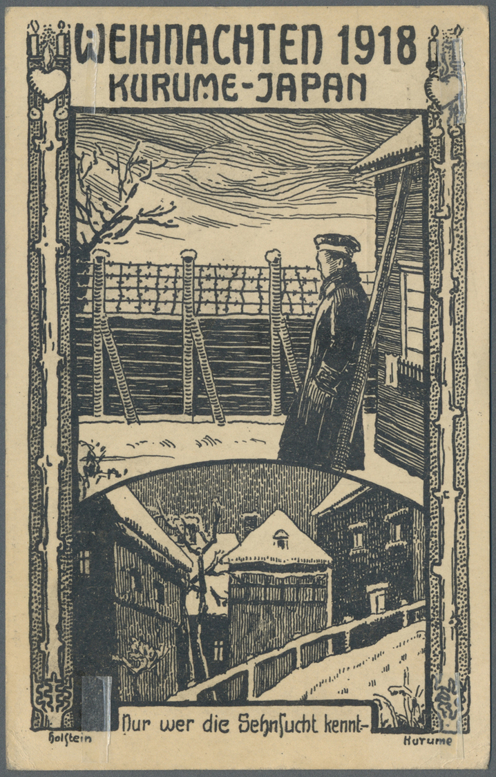 Br/ Lagerpost Tsingtau: Kurume, 1914/20,  Outbound Covers (16)  Resp. Cards (22), Inc. Intercamp Cover T - China (kantoren)