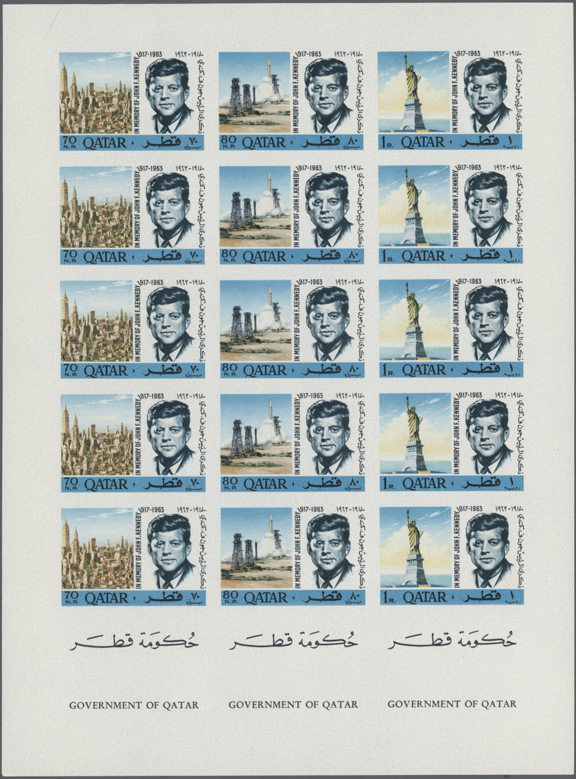 ** Katar / Qatar: 1957-2001, Collection In Large Album, Mint, Kennedy Imperf Se-tenant Complete Sheets, - Qatar