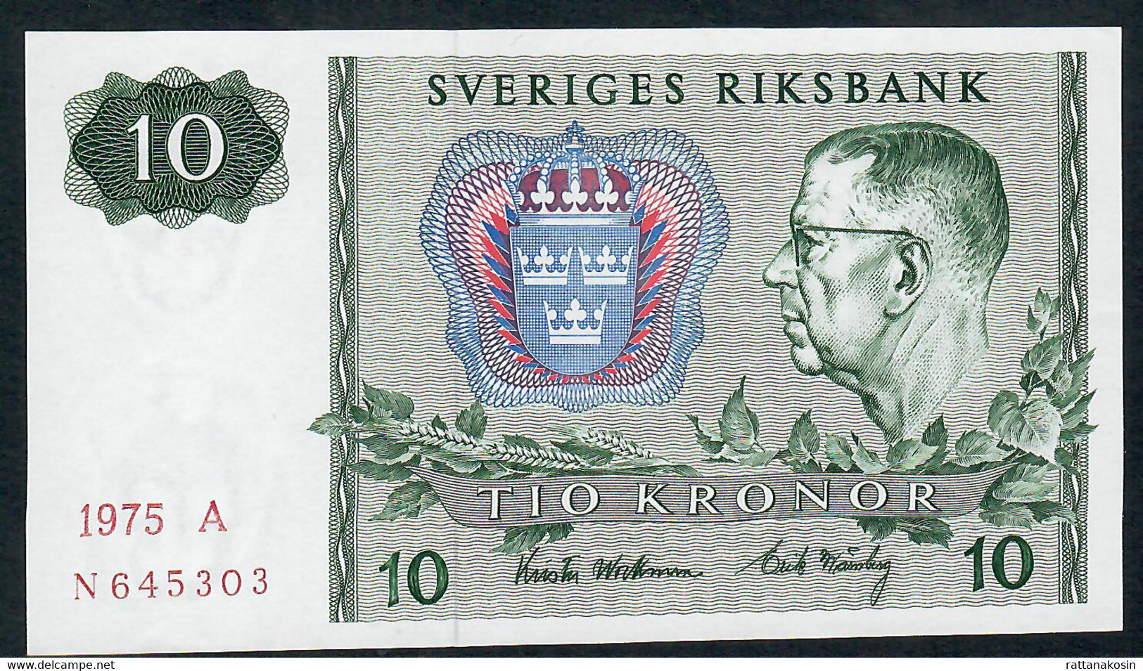 SWEDEN P52c  10 Kronor 1975 #A       UNC. - Svezia
