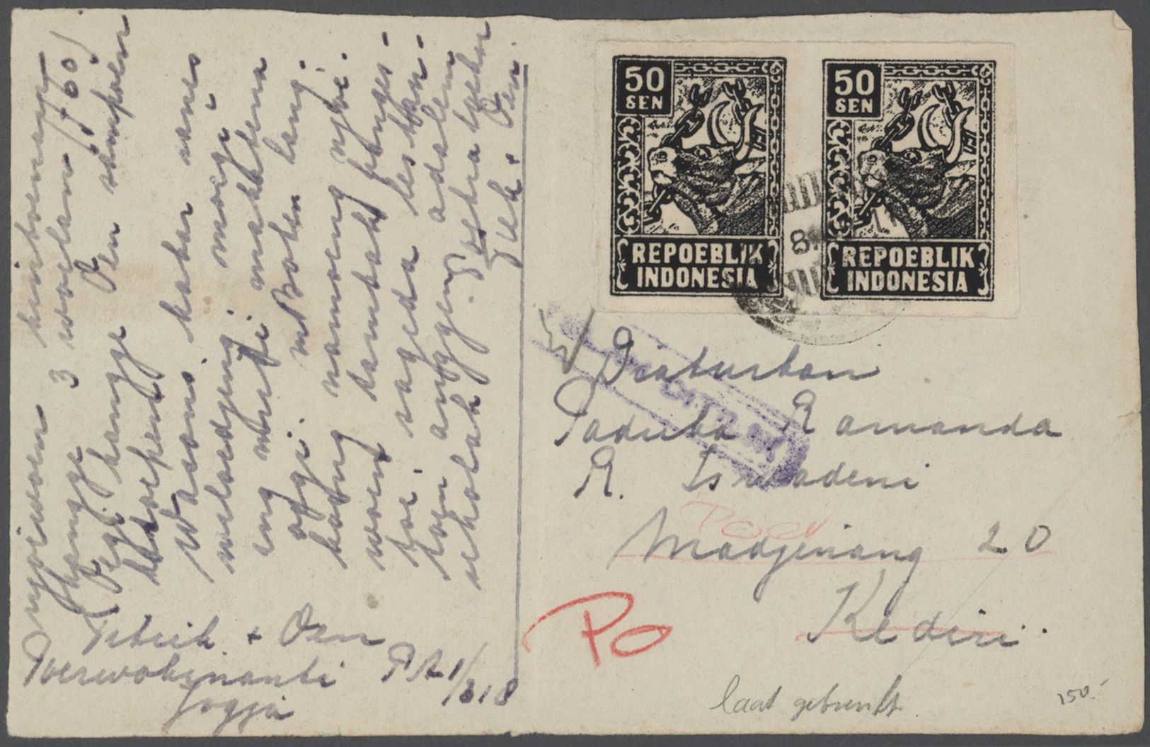 Br/GA Niederländisch-Indien: 1946/1948, interims time Republic Indonesien, collection of more than 60 enti
