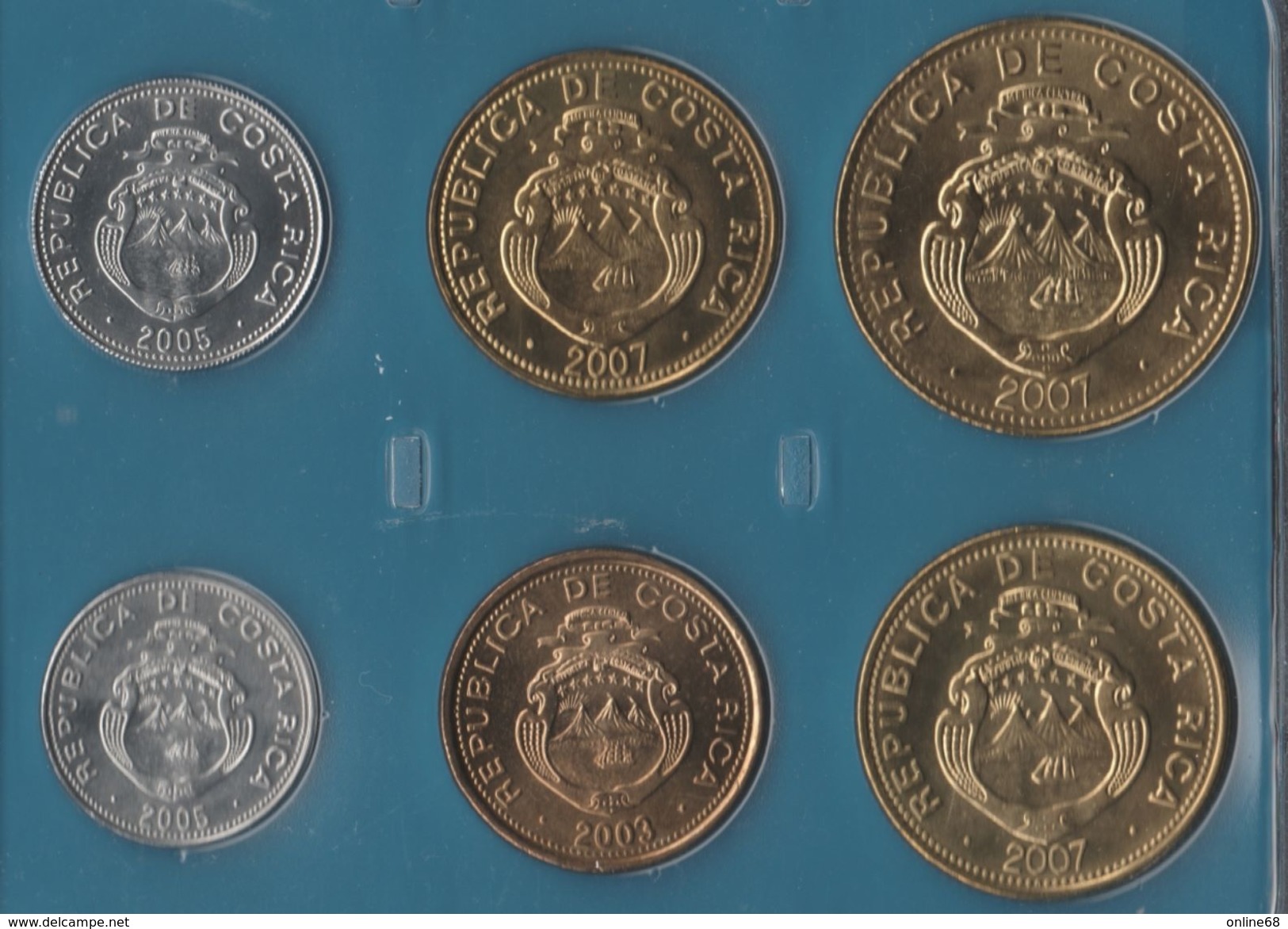 COSTA RICA COIN SET 6 MONNAIES: 5 COLONES - 500 COLONES 2003 - 2007 - Costa Rica