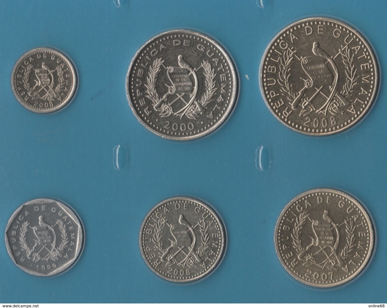 GUATEMALA COIN SET 6 MONNAIES: 1 CENTAVO - 1 QUETZAL 1999 - 2008 - Guatemala