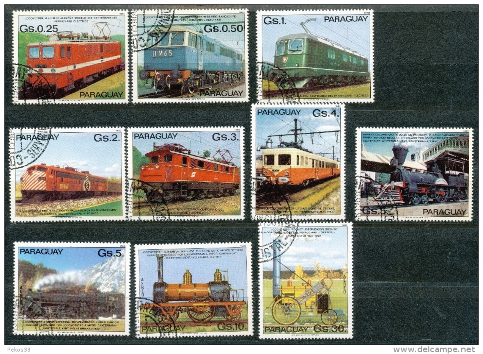 PARAGUAY - Mi.Nr.   3358  -  3367   -     Gestempelt     100 Jahre Elektrische Eisenbahn - Paraguay