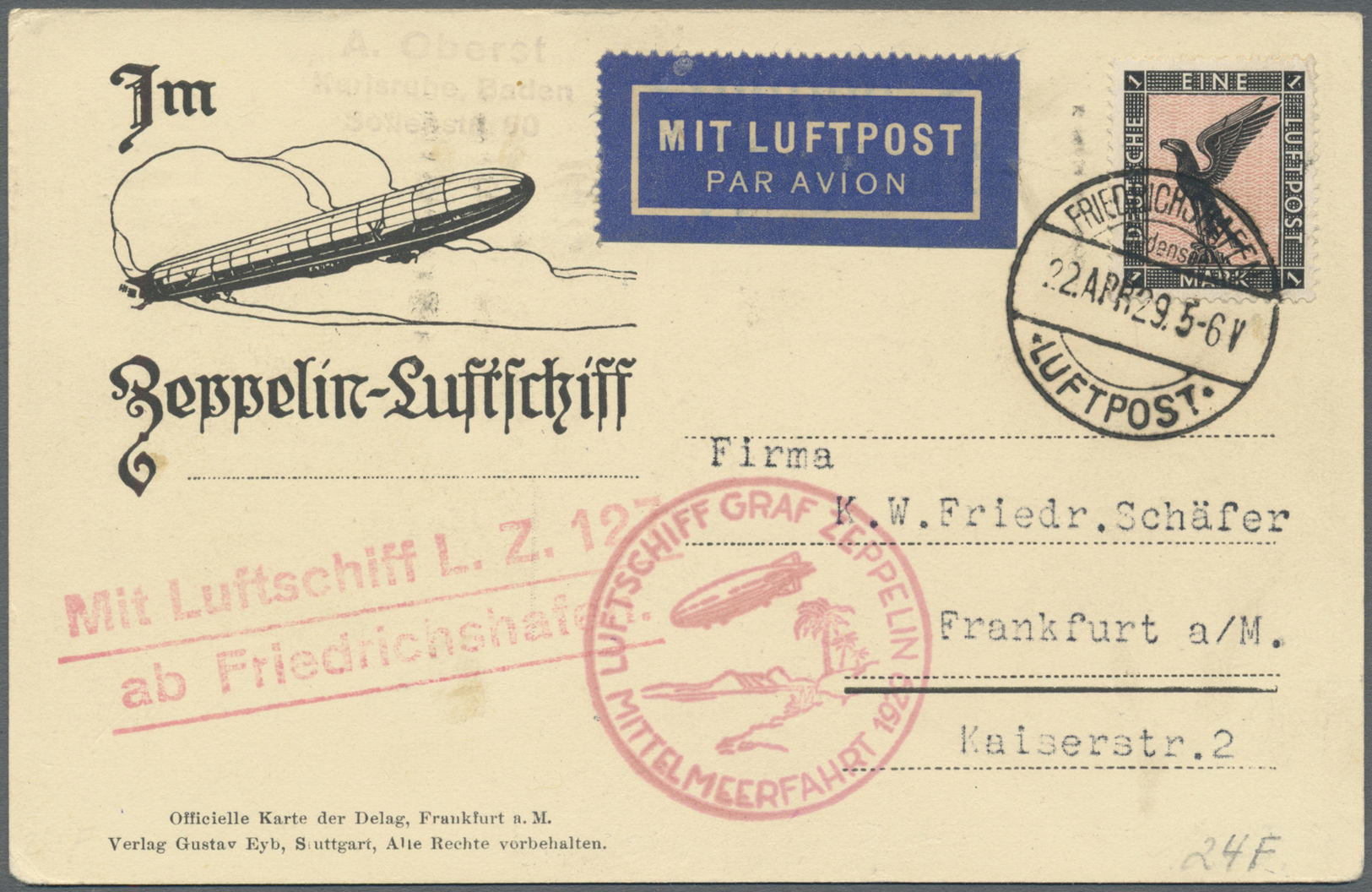 Zeppelinpost Deutschland: 1929/39, Schöner Posten Von 13 Ehemaligen Zeppelin-Fahrt Einzellosen, Enth - Poste Aérienne & Zeppelin