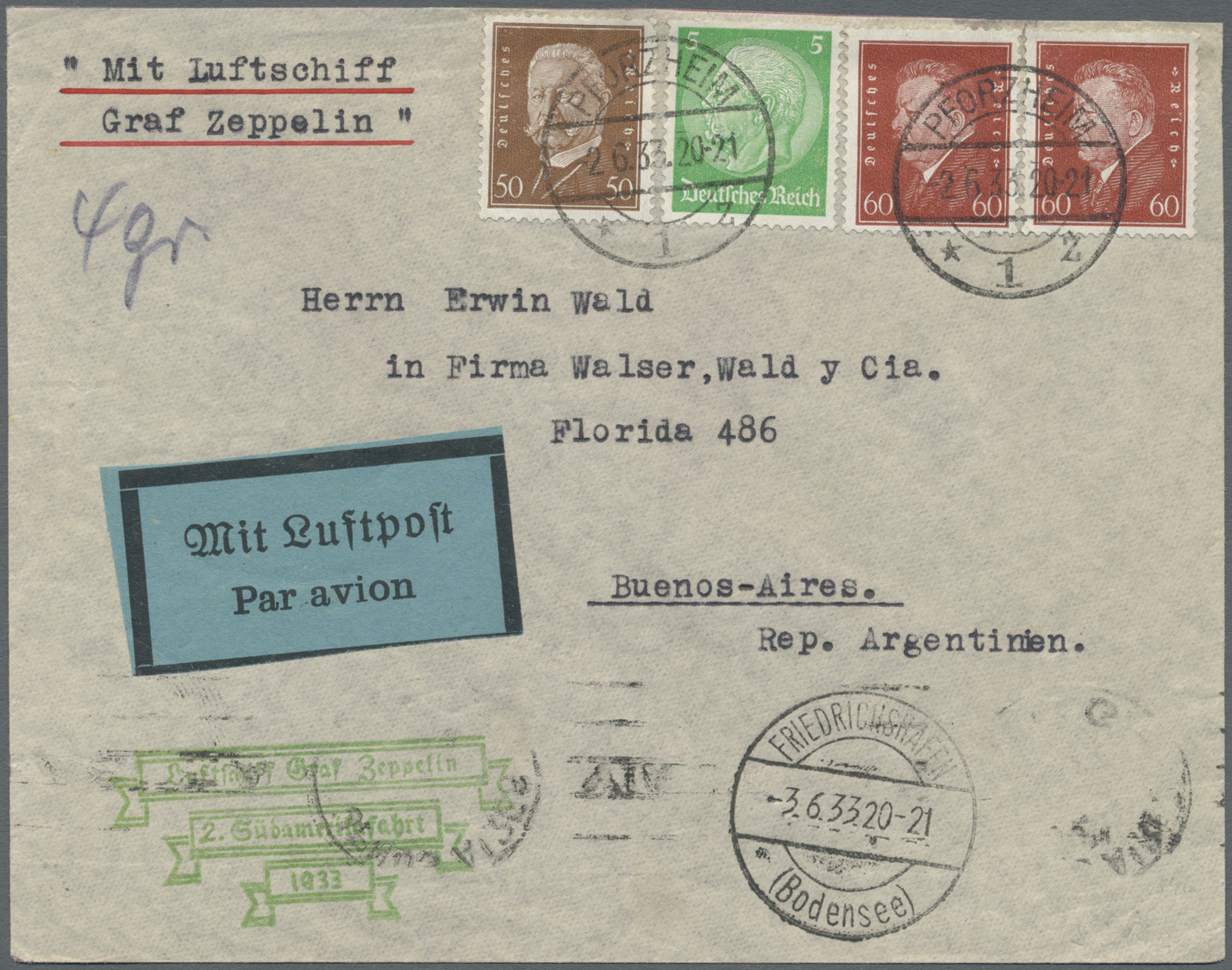 Zeppelinpost Deutschland: 1929/39, Schöner Posten von 13 ehemaligen Zeppelin-Fahrt Einzellosen, enth