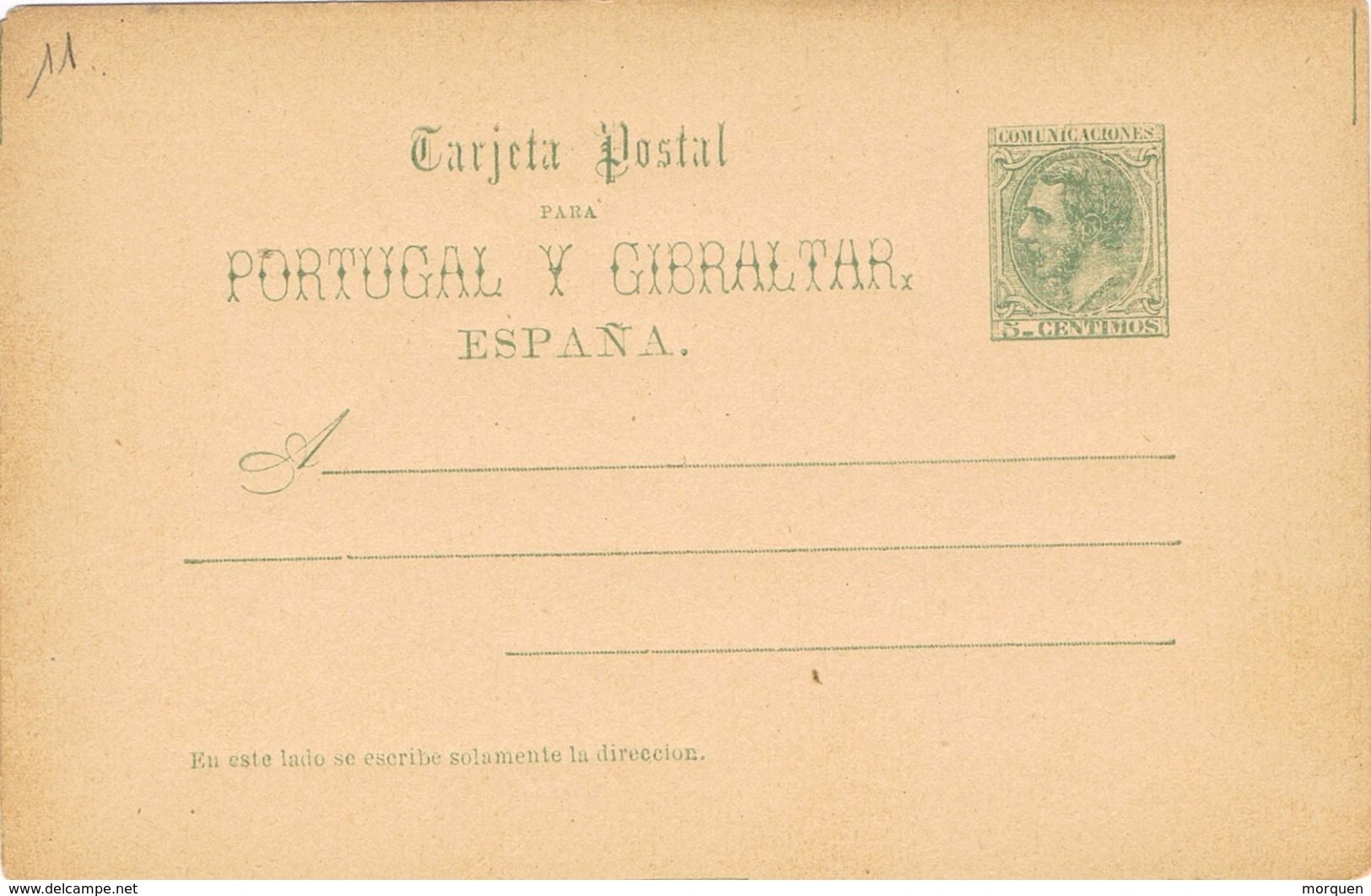 24537. Entero Postal Alfonso XII,  Portugal Y Gibraltar, Edifil Num 13 ** - 1850-1931