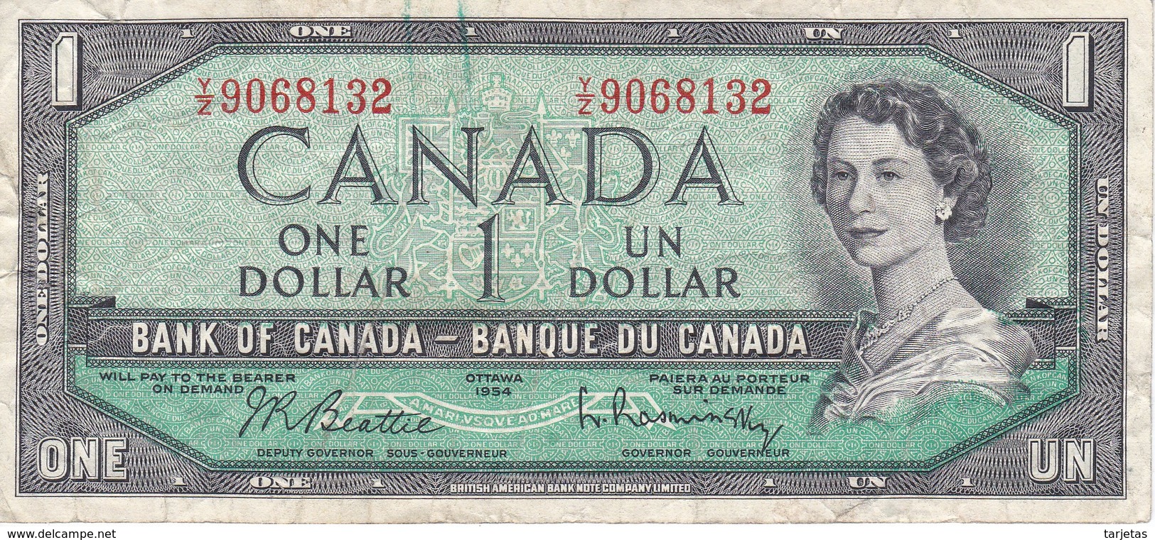 BILLETE DE CANADA DE 1 DOLLAR DEL AÑO 1954  (BANKNOTE) - Canada