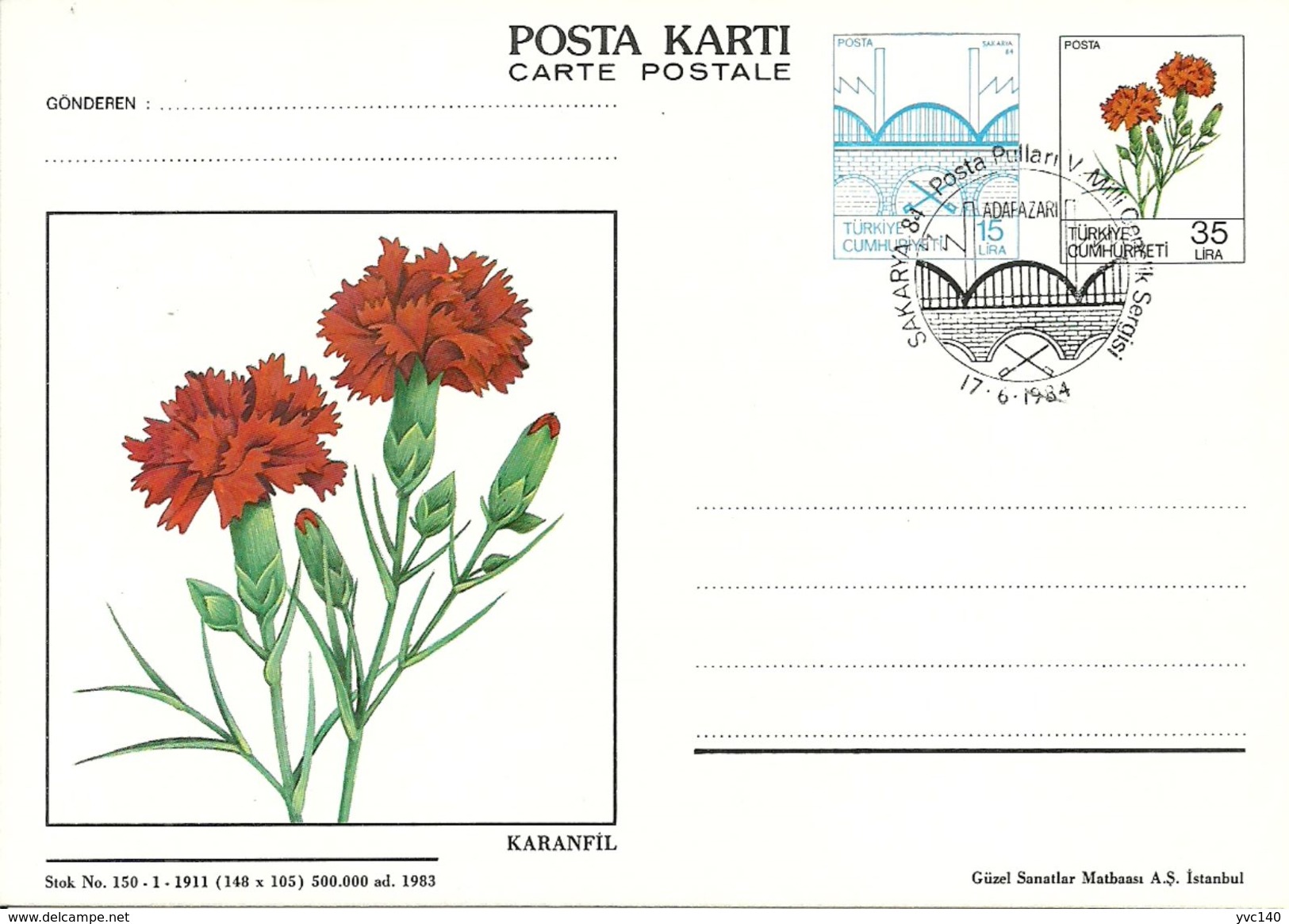Turkey ; 1984 Postal Stationery - Ganzsachen