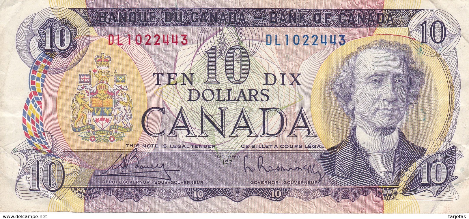 BILLETE DE CANADA DE 10 DOLLARS DEL AÑO 1971 EN CALIDAD MBC (VF) (BANKNOTE) - Canada