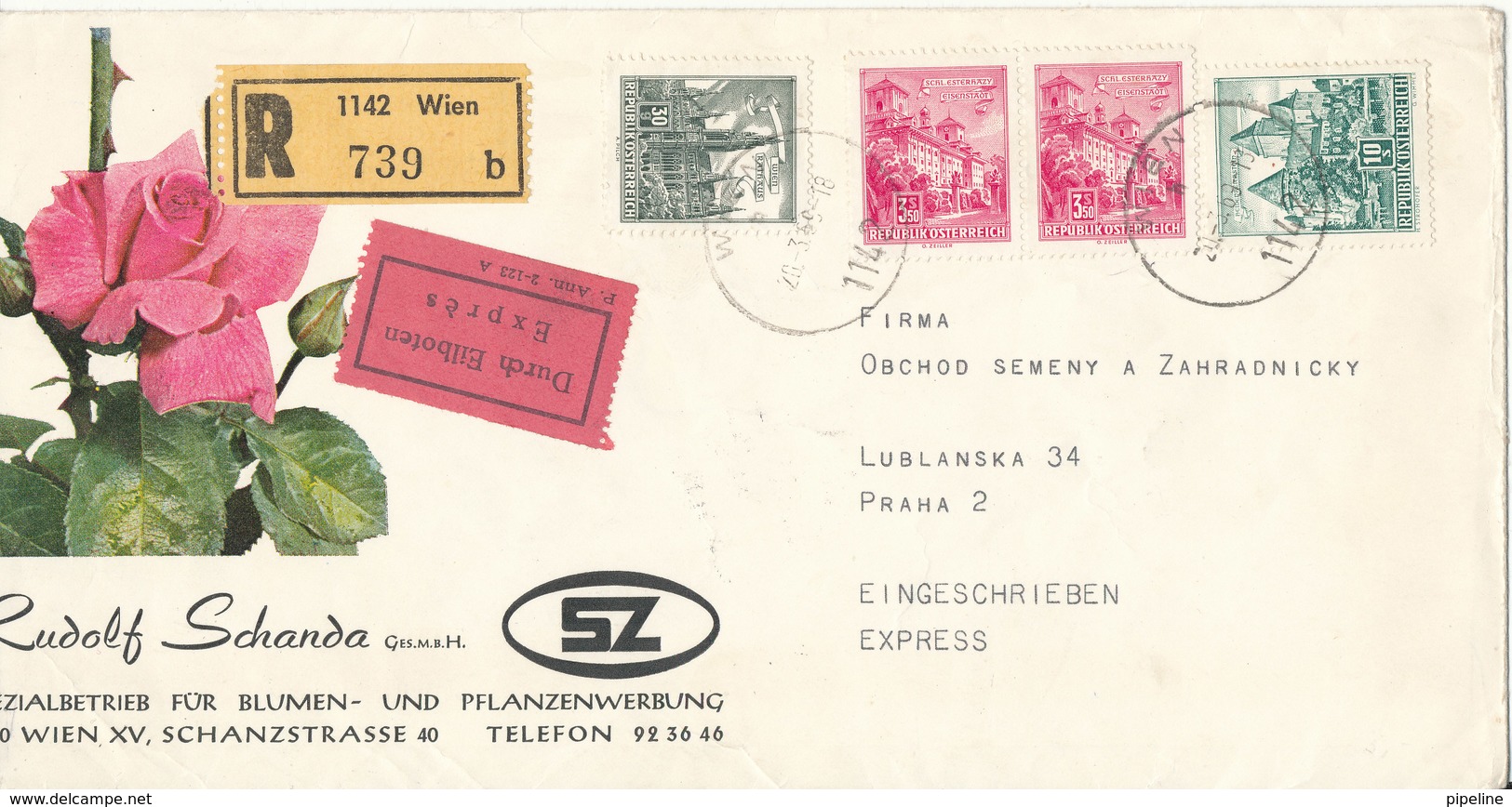 Austria Registered Cover Sent Express To Czechoslovakia Wien 28-3-1969 - Lettres & Documents