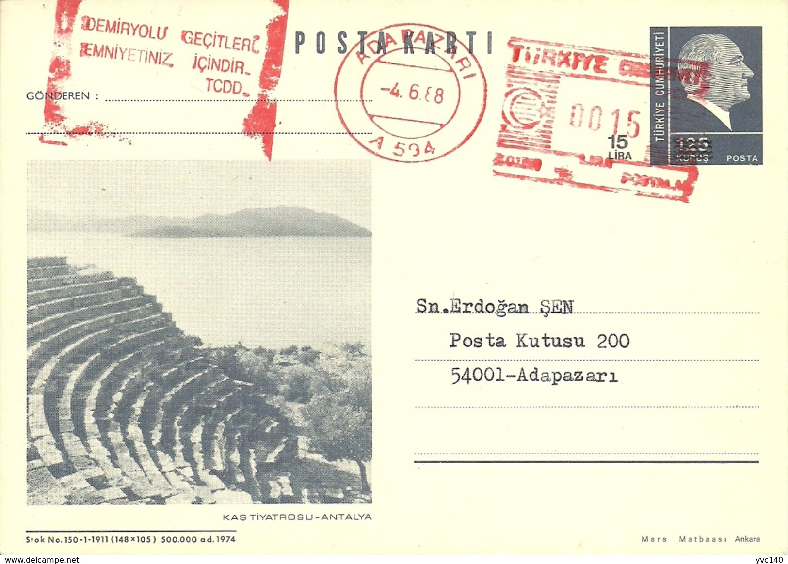 Turkey ; 1987 Postal Stationery - Interi Postali