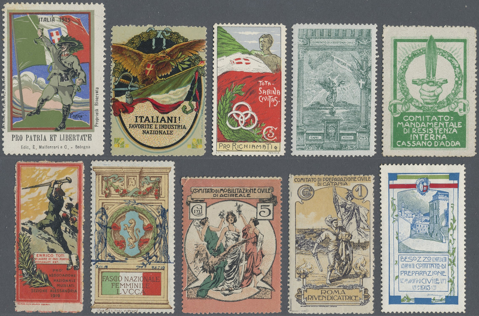 Italien - Besonderheiten: 1914/1918, PATRIOTIC STAMPS, Collection With Ca. 300 Stamps, Focus On Vari - Zonder Classificatie